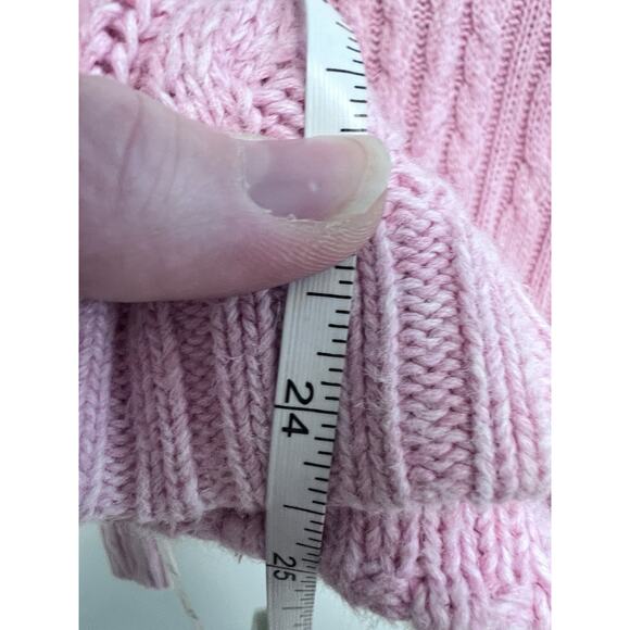 VTG Y2K Cable Knit Sweater L Pink Fitted V Neck Hooded Vampire Diaries Elena - Picture 13 of 13